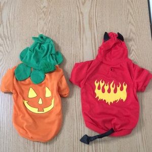 Bundle Of 2 Doggie Halloween Costumes Xs/Small 7-7 1/2” Waist 14” Length